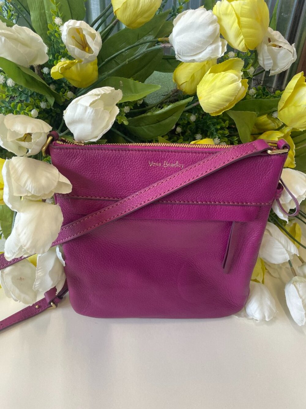 VERA BRADLEY LEATHER MALLORY CROSSBODY PURSE